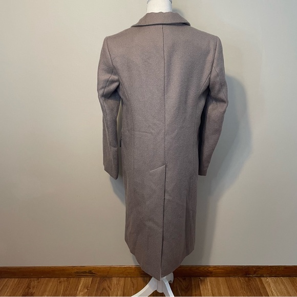 Izzy Lane Otley Long Wool Coat Button Front Taupe - Picture 8 of 12